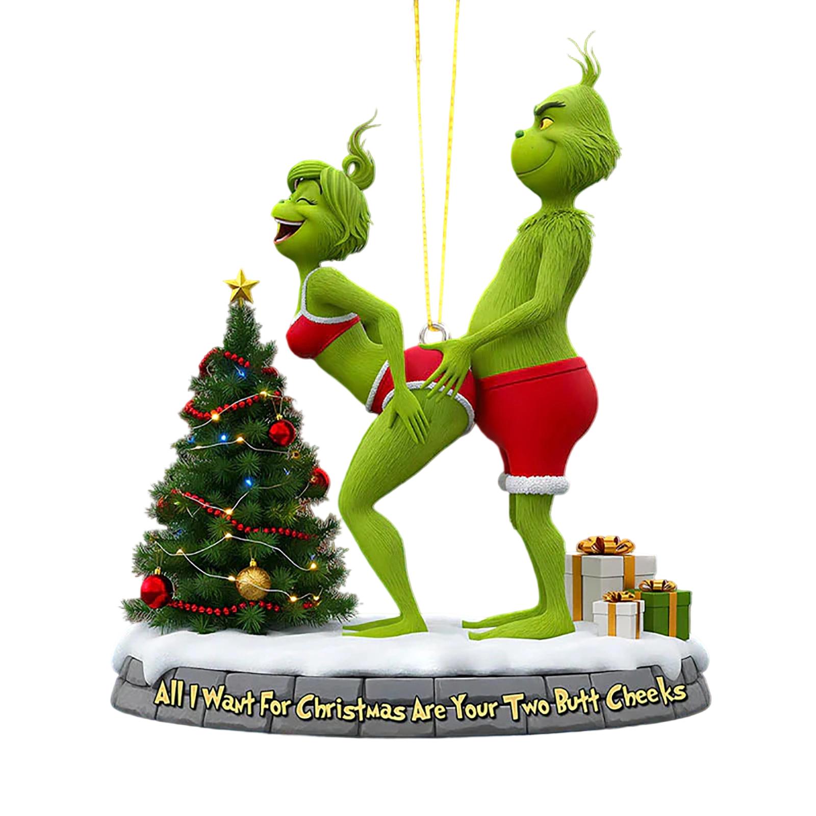 

Christmas 2D Pendant Acrylic Pendant Green Couple Pendant One Size