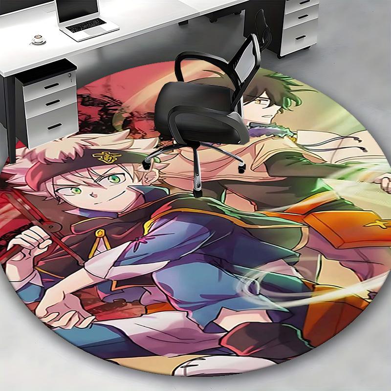 1 szt. Okrągły dywan z motywem anime - Mata pod krzesło biurowe, Antypoślizgowy dywan do wystroju domu, Salonu, Sypialni, Pokoju gier