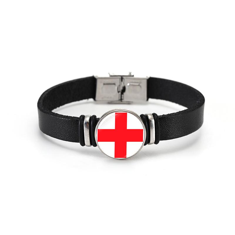 Weltcup-Länderflaggen Lederarmband Armreif - Europameisterschaftsflaggen Design Schmuck