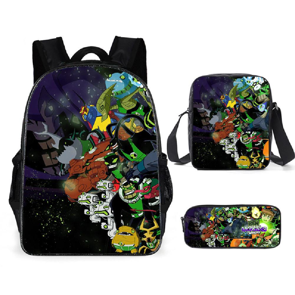 Less Hacker Backpack Ben 10 Student School Bag Anime Cartoon Backpack Lunch Bag Satchel Pencil Case