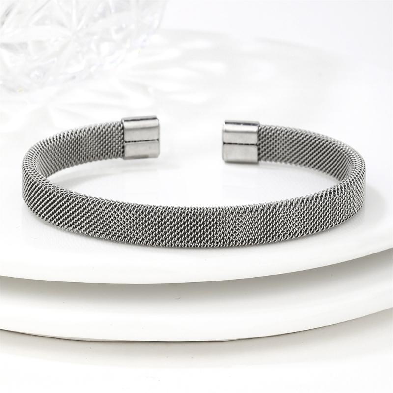 Edelstahl C-förmiges Netz Offenes Armreif Armband Modeschmuck Geschenk Unisex C-förmiger Armreif für Damen Herren