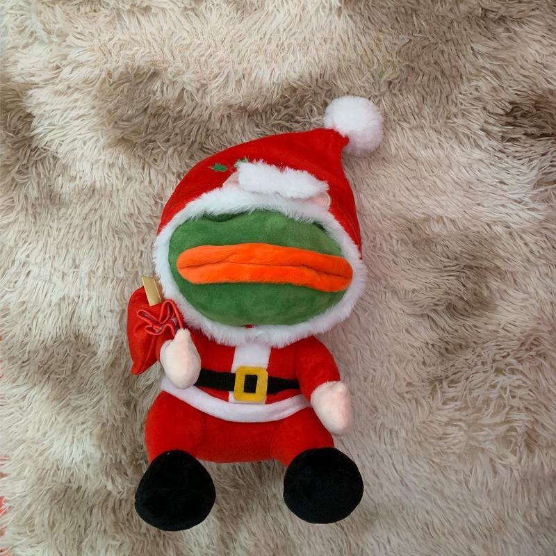 23cm Weihnachten Trauriger Frosch Plüschtier Stoffkissen Puppe Tier Pepe der traurige Frosch Plüschpuppe Feiertag Weihnachtsgeschenke für Mädchen Jungen