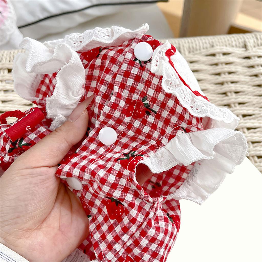 Easy Wear Strawberry Pet Dress Dog Photo Shoot Outfit Cats Princesses Dress for Everyday Use