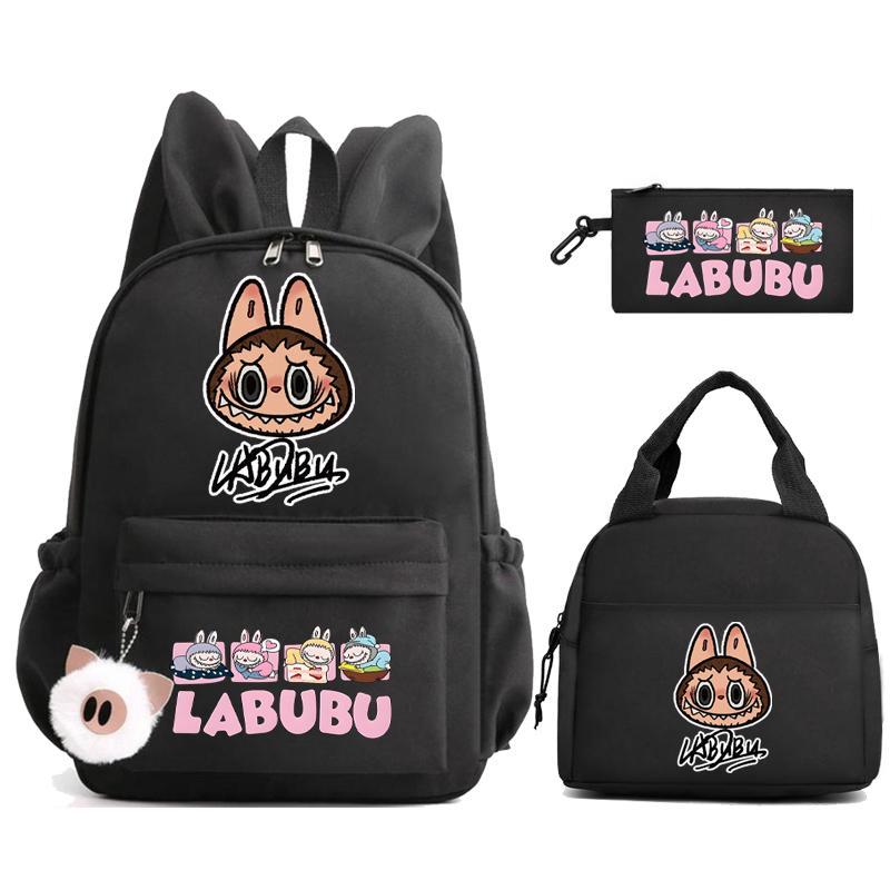 3Pcs/set Cute Printed Backpack Lunch Bag Pencil Case Children Girl Boy Mokoko Student Schoolbag Zimomo Kid Gift Mochila