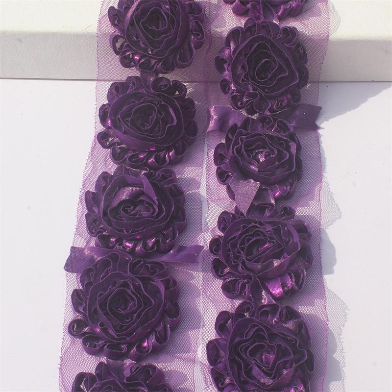 1y 2.5 Inch Shiny Fabric Flowers for Princess Girls Headbands Hair Accessories Kids Shirts Dress Shoes DIY Crafting Flowers