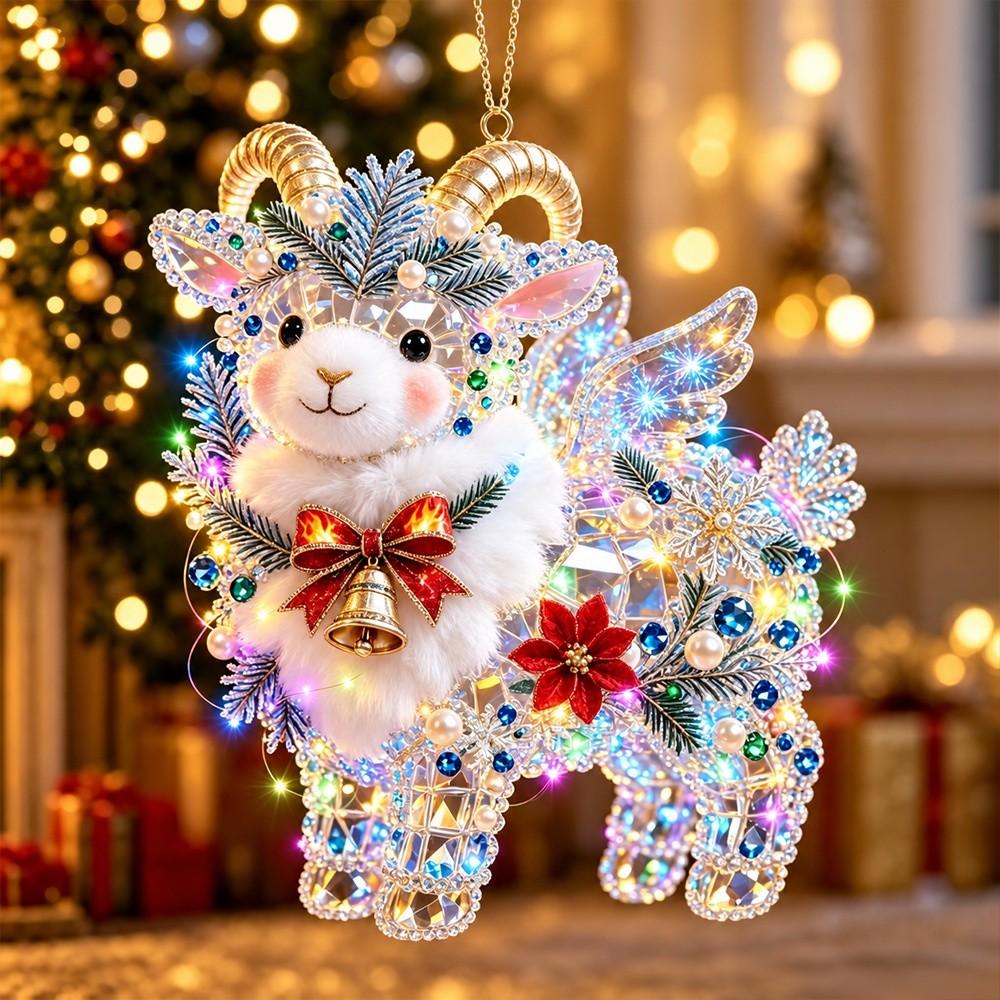 2D Flat Goat Hanging Ornament Set Acrylic Christmas Tree Ornament  Shop Window Display