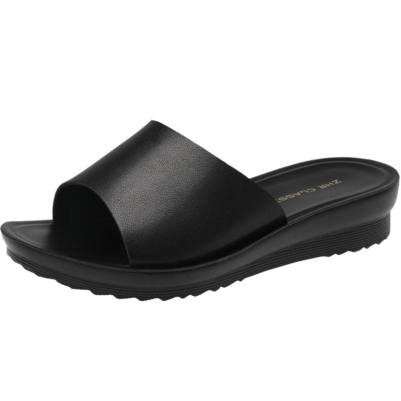 ZHR Women s Leather Slip-on Slippers 40