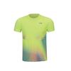 Li-Ning Comfortable Striped Round Neck Pullover Short Sleeve Breathable Quick-Dry Badminton Shirt Men tops Pink AAYS059-2