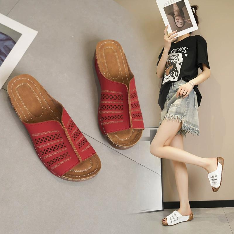 Dámské letní pantofle nadměrné velikosti, prodyšné a módní, se šikmým a cool mopem