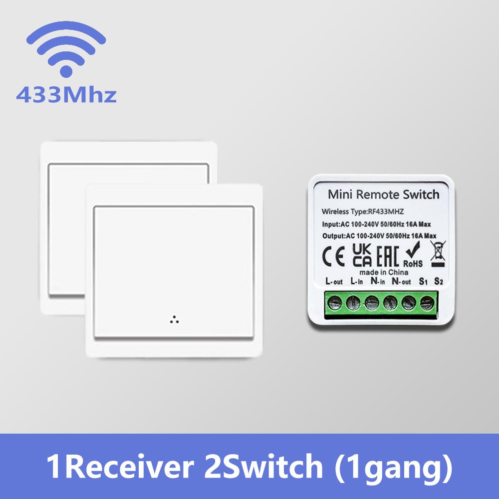 

Беспроводной умный настенный выключатель света 433 МГц 1/2/3 клавиши панель с дистанционным управлением AC100–240 В наклейка для светодиодных ламп домашняя автоматизация 1 Receiver 2 Switch