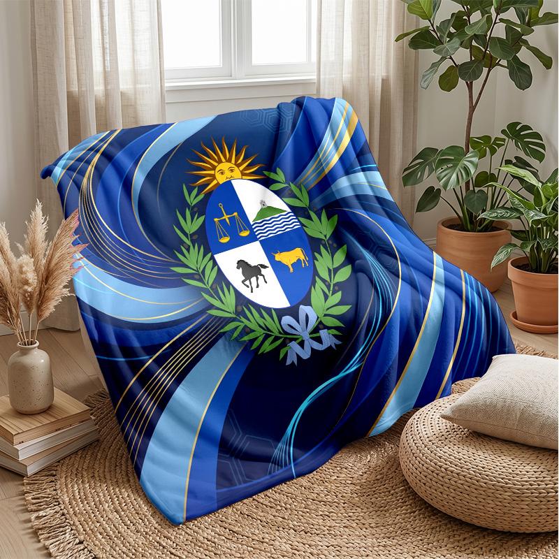 Uruguay Football Printed Flannel Blanket Skin Friendly Warm Decorative Throw for Indoor Couch Bed Daily Use