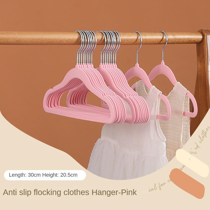 10/20Pcs Plastic Flocked Hangers, Children's Hangers, Non-Slip Shoulder-Protecting Small Hangers, Do Not Bulge, Do Not Damage Clothes
