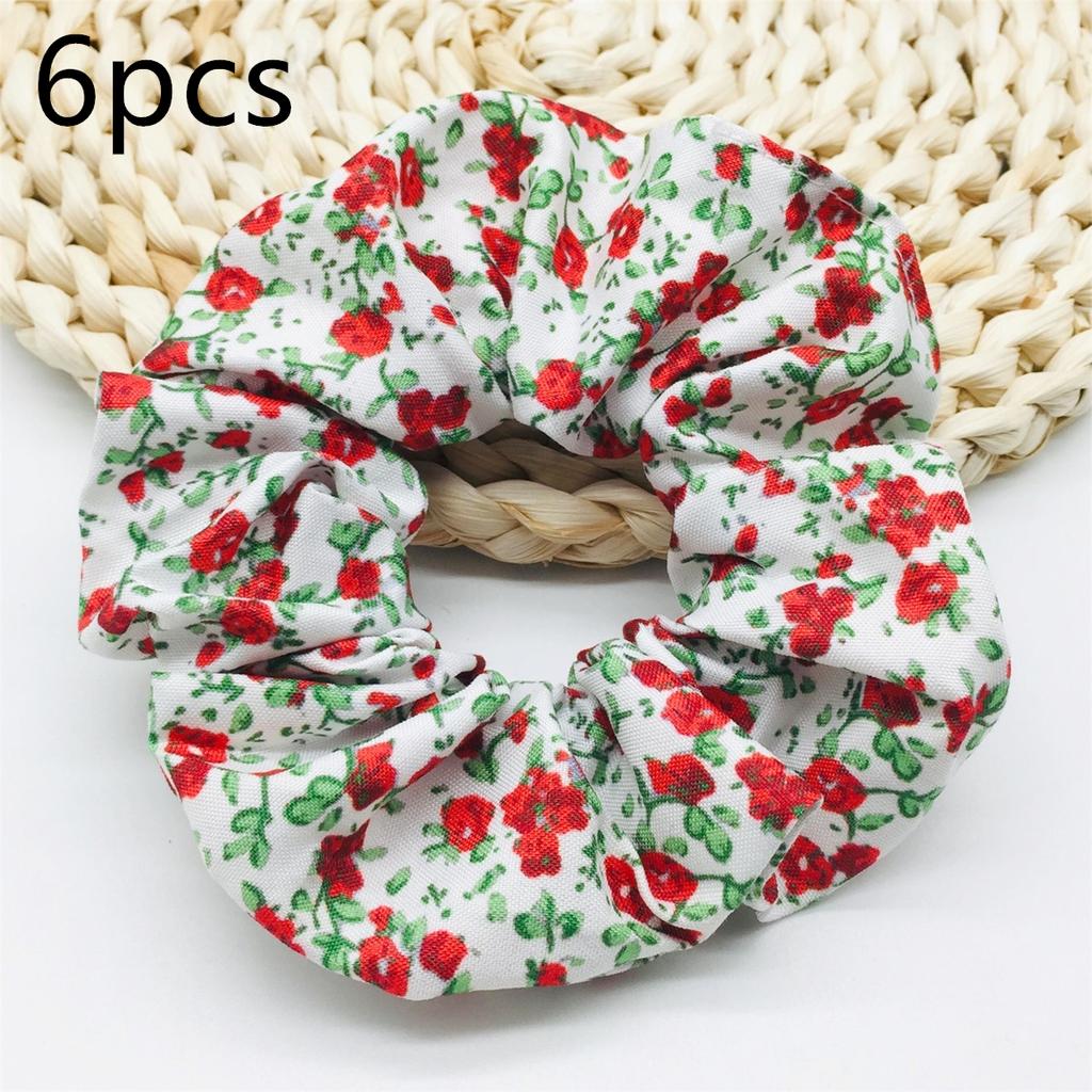 6pcs/lot Hair Scrunchies Bands Scrunchy Ties Ropes Ponytail Holder for Women Accessories Fabric Headwear Ditsy Floral Sweet Cute