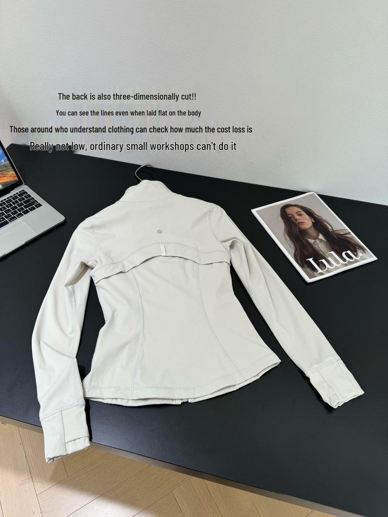 Γυναικείο Μπουφάν Γιόγκα Lulu Nude Feel - Στενή Γραμμή, Όρθιος Γιακάς, Μακρύ Μανίκι, Αθλητική Μπλούζα με Φερμουάρ για Τρέξιμο & Φίτνες.