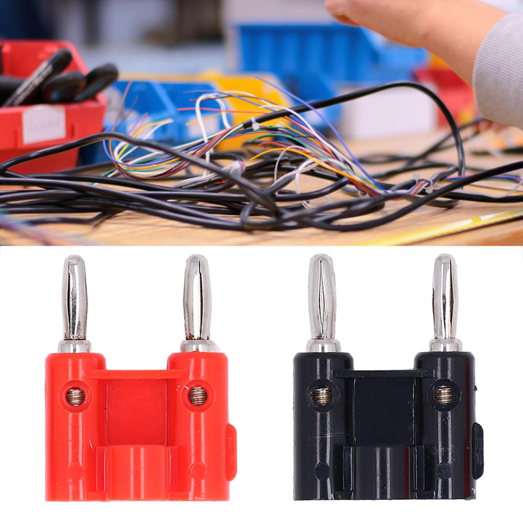 2Pcs Banana Plug 4mm Double Row Cross Connector Accessory Set Kit for Audio Speaker