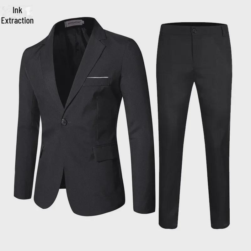Men's Spring & Fall Casual Fashion Suits: Popular Two-Piece for Young Men, Groom & Best Man