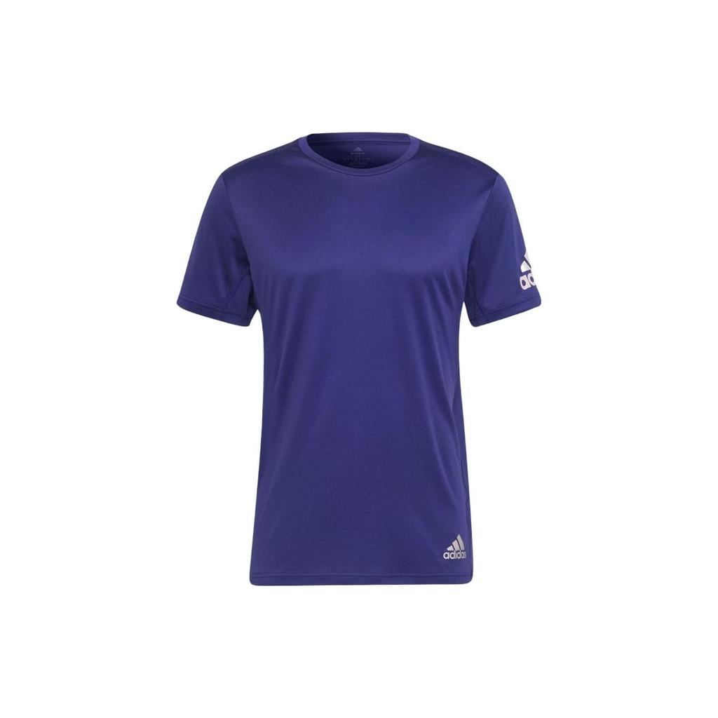Adidas Logo Print Solid Color Crew Neck T-Shirt Men Tops Purple HB7482