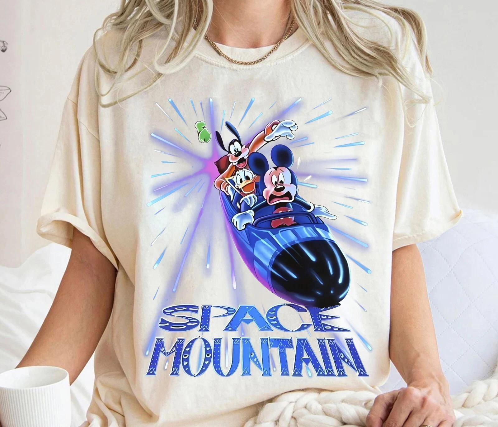 Mickey and Friends Space Mountain Womens Cotton Tshirt Summer New Unisex Oversized Streetwear S