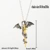 Pterosaur Twining Round The Golden Colored Sword Glow in the dark Pendant Necklace Gothic Male Jewelry Accessory For Daily Occasions
