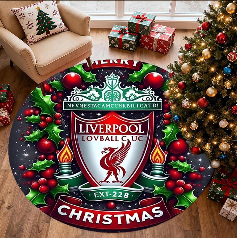 Alfombra Redonda con Patrón del Liverpool F.C., Felpudo para Interiores/Exteriores, para Picnic, Sala de Juegos, Dormitorio, Oficina, Sala de Estar, Alfombra Decorativa para el Hogar, Regalo de Cumpleaños