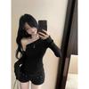 Oversize T Shirt For Women With Embroidery And Slant Neck For Spring Summer