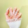 Fairy Style Press-On Nails with 3D Flower & Diamond Decorations - Eye-Catching, Skin-Brightening Nail Art