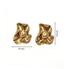 Gold-Toned Irregular Flower Stainless Steel Earrings - Chic, Elegant & Unique Design