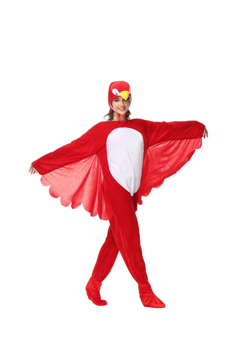 Red Green Parrot Adult Cosplay Suit - Winter One-Piece Costume for Stage Performance L