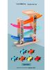 Children's Wooden Multi-Layer Racing Track Toy with Inertial Glider Cars