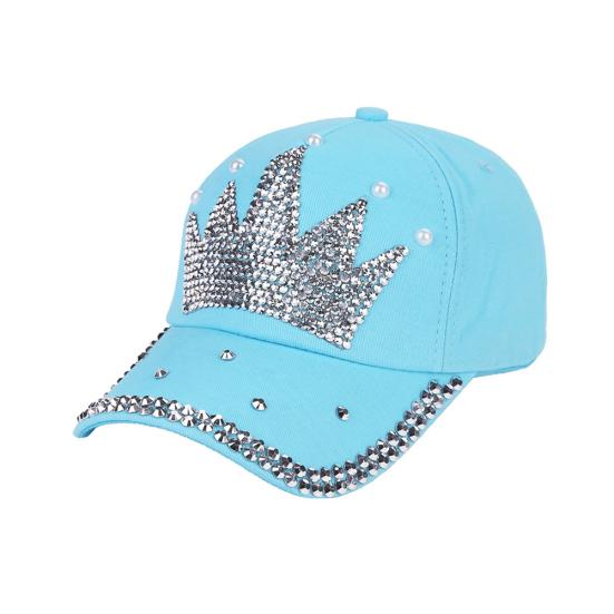 Modische Krone Faux Damen Baseballkappe Perlen Strass Snapback Outdoor Sonnenhut