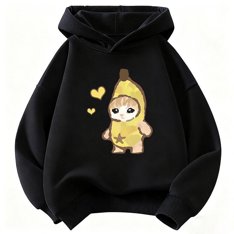 2026 New Funny Banana Cat Hoodie Kids Kawaii Cat Children's Sweatshirt Hoody for Boys Girls Casual Hoodies Hip Hop Clothes