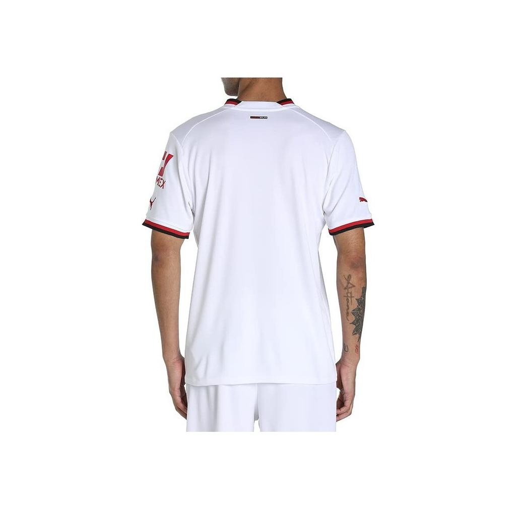Puma AC Milan Away Fan Edition Striped Lettering Match Short Sleeve Soccer Jersey Men Sportswear White 765834-02
