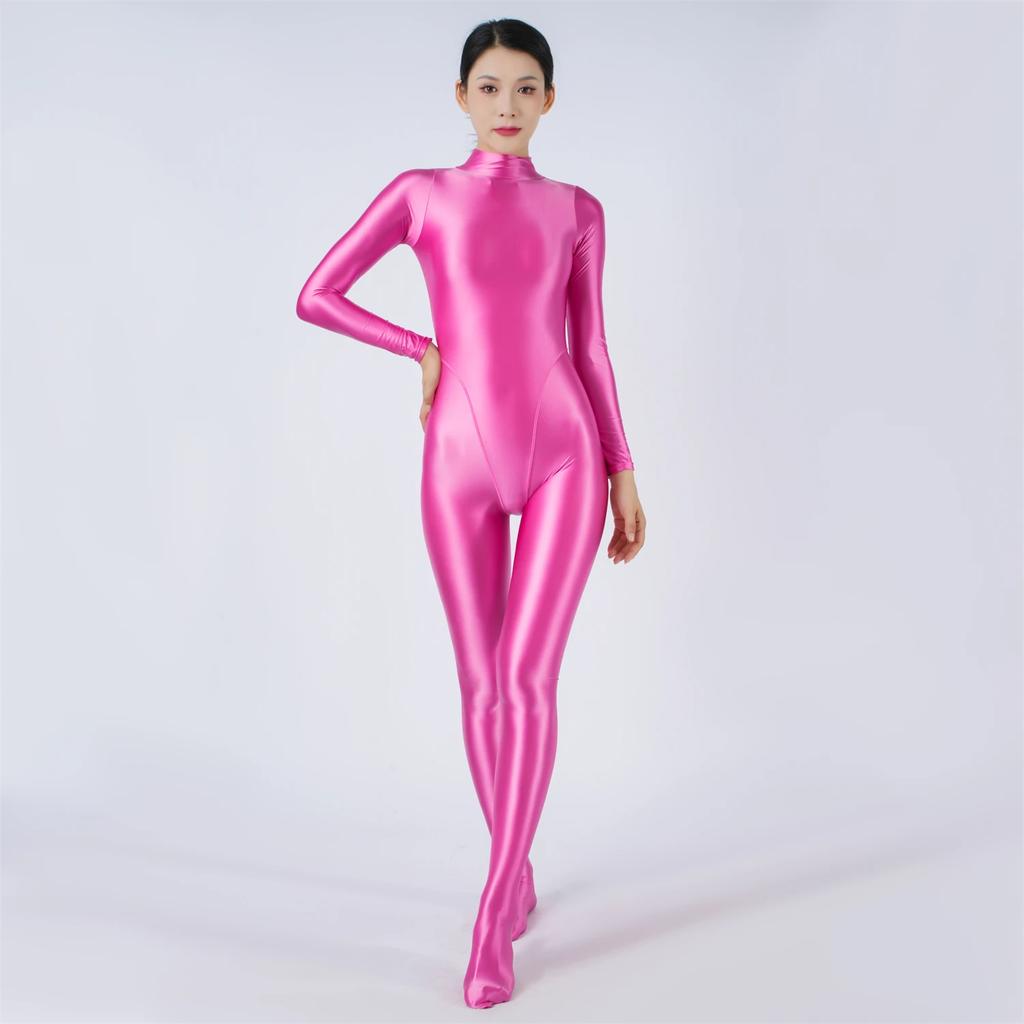 Sexy Women'S Jumpsuit High Elastic Satin Shiny Shaperwear Bodysuit Woman Clothing Nightclub Dance Wear Elegant Party Tights