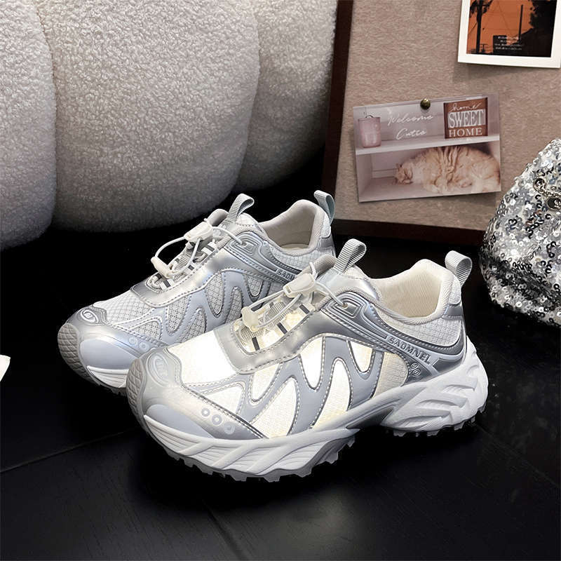 Mesh breathable dad shoes women's 2025 autumn new versatile thick-soled heightening casual sports shoes outdoor hiking shoes