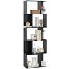 Wooden Bookcase with 5 Shelves Modern Design In Wood, 60x24x184.5 Cm, Black