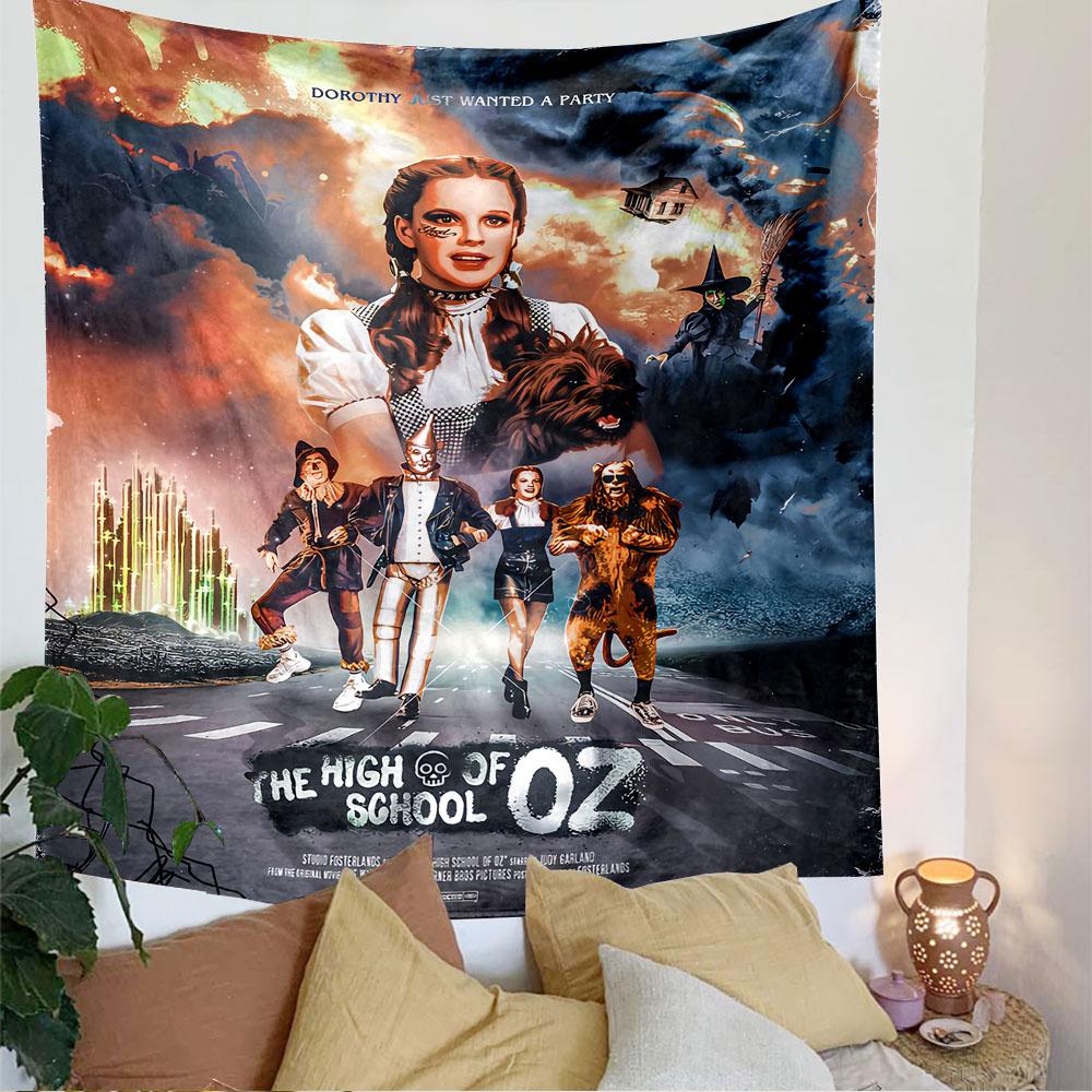 Wizard of Oz Tapestry Wall Hanging, Dorothy Wanted a Party School Poster Art, Retro Wall Decor for Bedroom Living Room Dorm