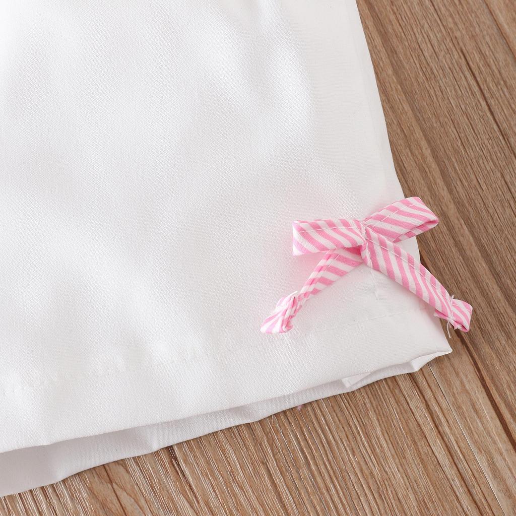 Baby Girl Clothing Set Summer Outfit Pink Stripe Top with Bow & Shorts Newborn Toddler 0-3Y