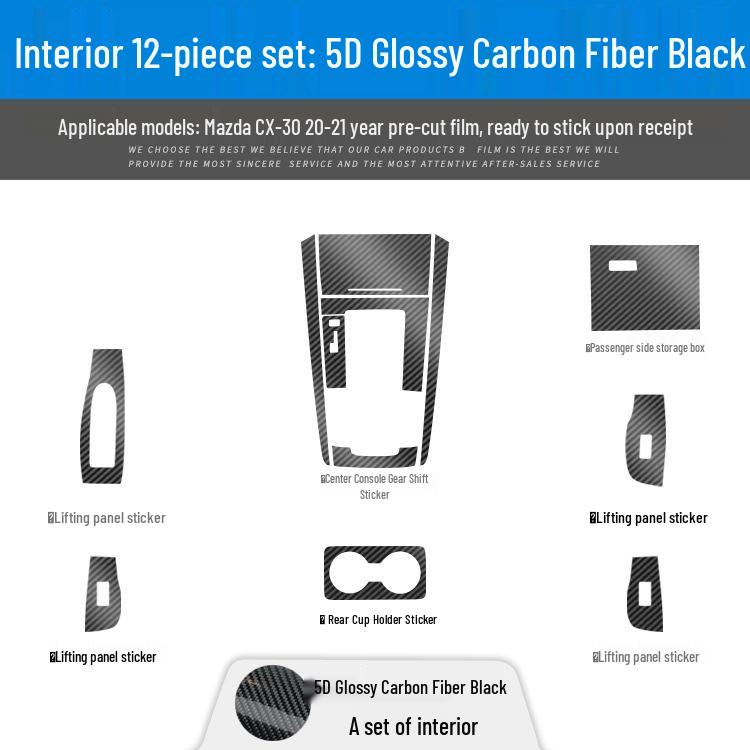 Mazda CX5/CX30 (17-21) Interior Carbon Fiber Sticker - Damage-Free Replacement