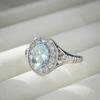 Romantic Round Shape Women Ring Brilliant CZ Sea Blue Stone Female Wedding Party Anniversary Birthday Gift Trendy Ring Jewelry