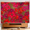 Vibrant Floral Leopard Print Tapestry Wall Hanging Boho Red Flower Art Polyester Home Decor Jungle Animal Wall Decoration for Li