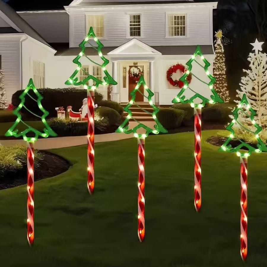 Solar-Powered Christmas Tree Lawn Light - Waterproof Ground Plug for Festive Decor