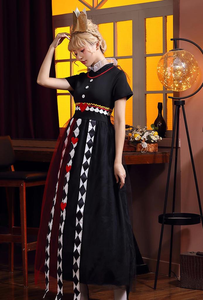 Shangki Alice Costume, Queen of Hearts Cosplay, Halloween, Roman Costume, Women's, Red, Adult, Sexy Costume, Stage Costume, Party Wear (S/M)