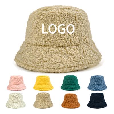 Winter Lamb Wool Bucket Hat Trendy Fleece Thickened Lamb Wool Basin Hat Women's Solid Color Bucket Hat