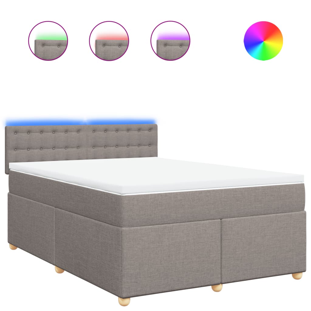 Box Spring Bed with Mattress Taupe 160 x 200 cm Fabric