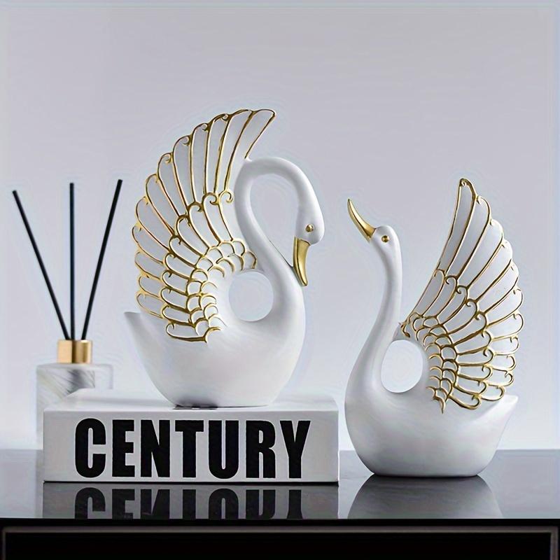 Resin Minimalist Swan Art Statue Ornaments, ins Style Light Luxury Two-Piece Home Decoration, Living Room TV Cabinet Sculpture