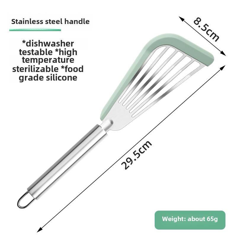 The kitchen anti-scalding frying spatula heat-resistant frying fish spatula all stainless steel spatula home outdoor cooking
