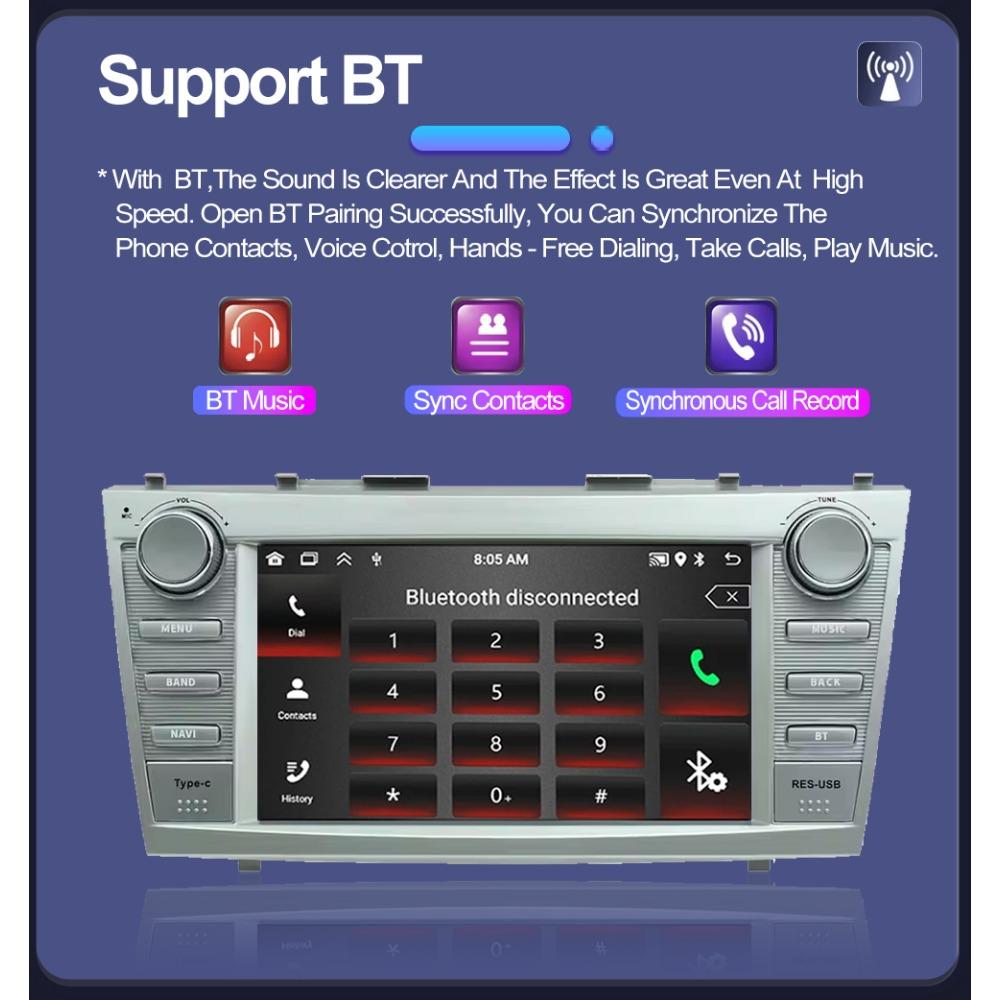 Autorádio 2Din Android 8PALCOVÉ Pro Toyota Camry XV40 2006-2011 Carplay Multimediální Přehrávač Stereo Autoaudio Hlavní Jednotka Navigace GPS 1+32GB