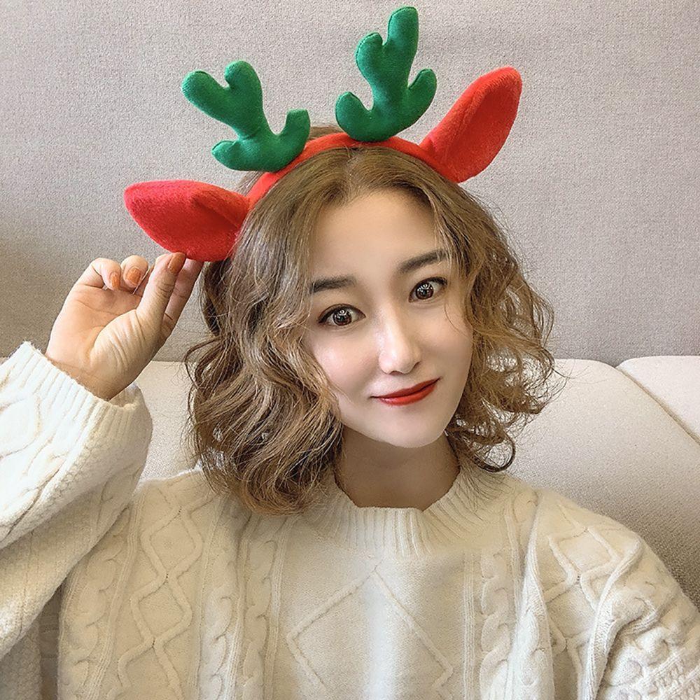 Face Cloth Female Christmas Korean Style Head Hoop Antler Headband Hair Accessories Women Hair Band