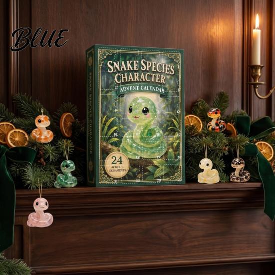 Christmas Advent Calendar for Decorations Days Acrylic Calendar 24 Cartoon Snake 2D Flat Figures Collectibles