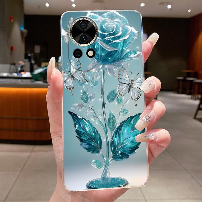 Nova12 Hülle Klar Luxus Mode Schmetterling Blume Weiches TPU Silikon Rückabdeckung Für Huawei Nova 12 Pro Transparente Handyhüllen